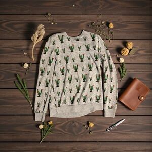 Mighty Fine • Super Soft Light Weight Sweat Shirt Cactus Print